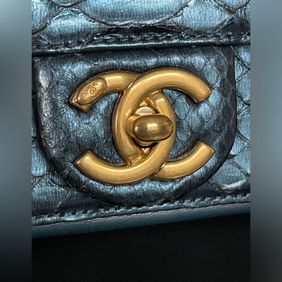 SOLD - CHANEL Python Straight-Lined Flap Bag - Picture 7 of 16